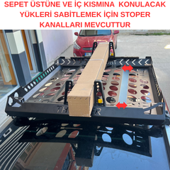 Araç Üstü Taşıma Sepeti 100*120 cm 4 Adet Dayama 2 Adet Bağlantı Spanzet Thunder Pro Seri