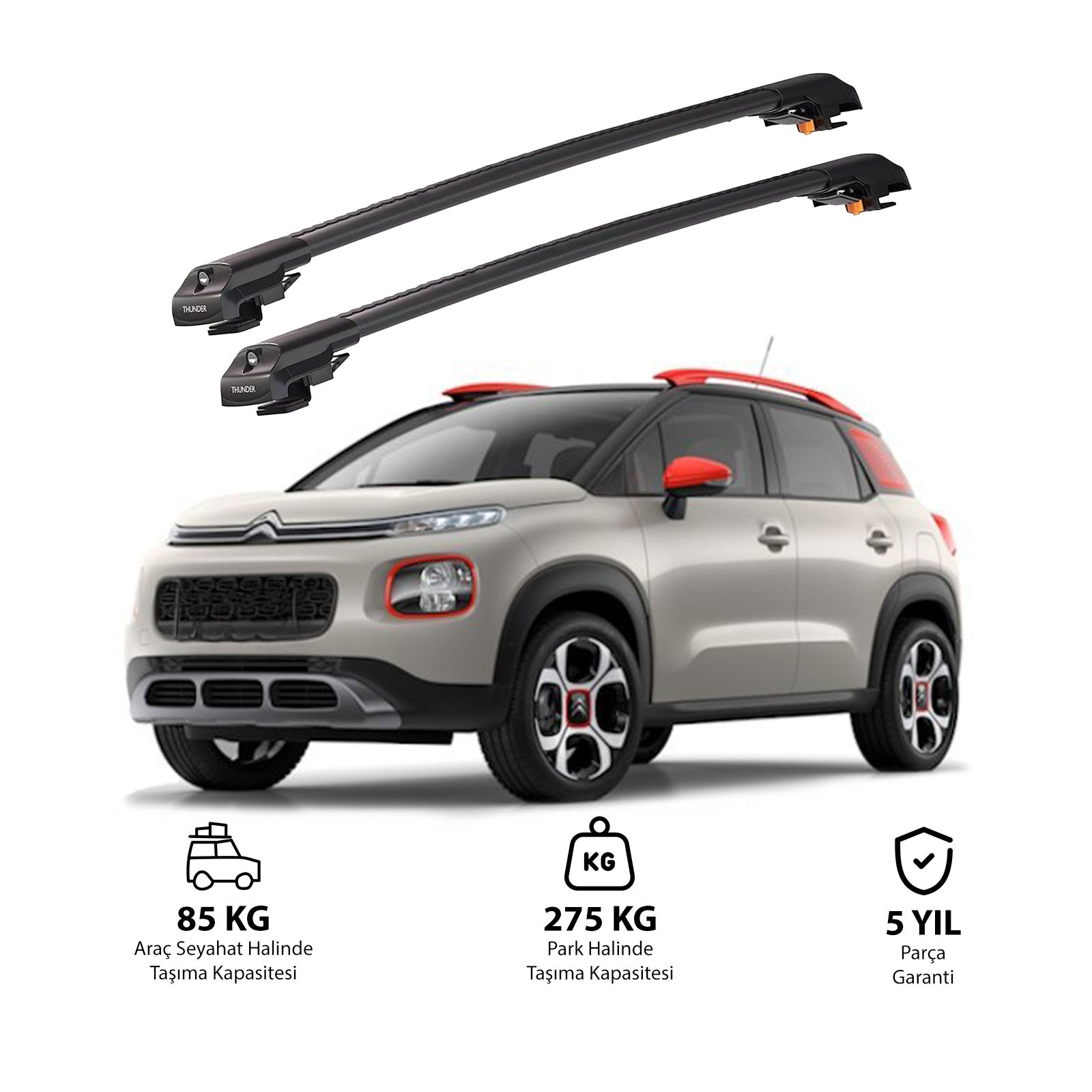 CITROEN C3 AIRCROSS 2018 ve Sonrası TRX1 Thunder Carrier Kilitli Ara Atkı