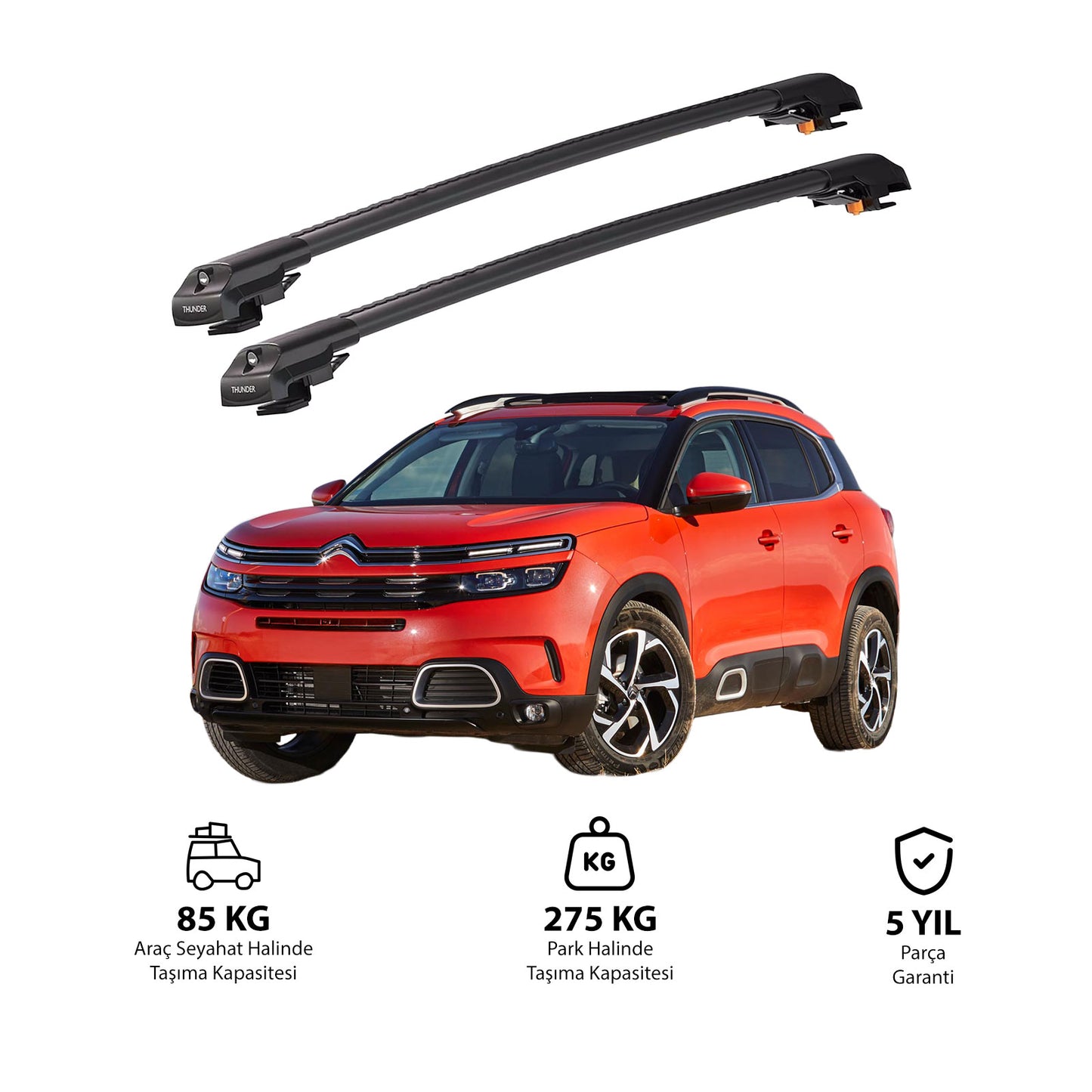 CITROEN C5 AIRCROSS 2018 ve Sonrası TRX1 Thunder Carrier Kilitli Ara Atkı