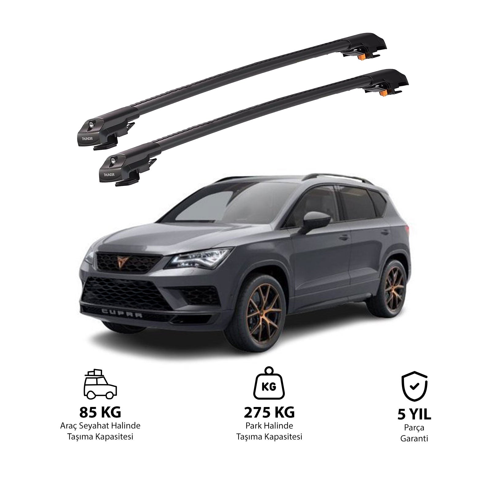 CUPRA ATECA 2018 - Sonrası TRX1 Thunder Carrier Kilitli Ara Atkı