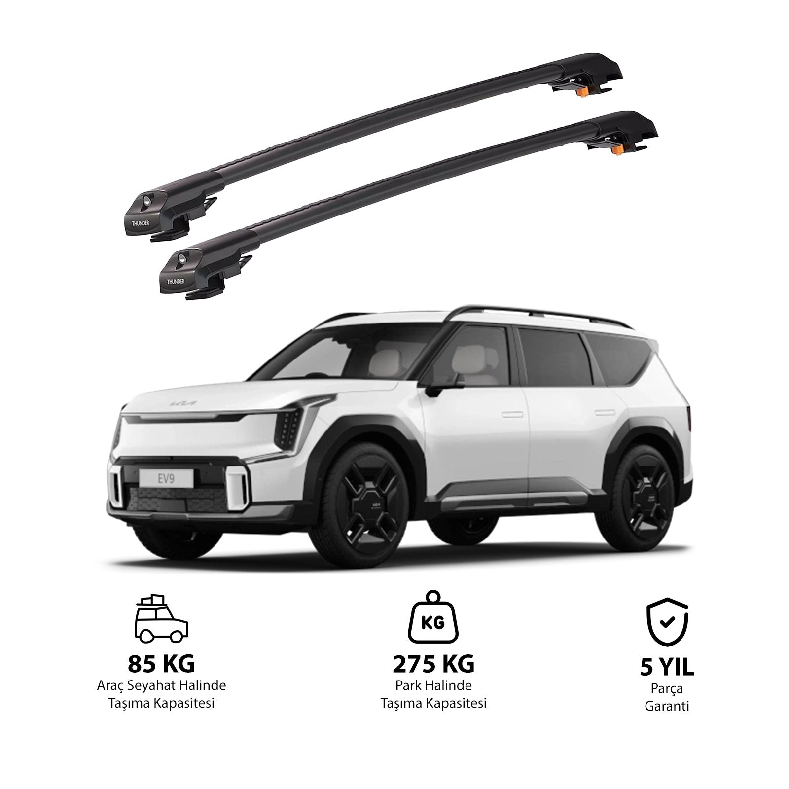 KIA EV9 GT LİNE 2024-Sonrası TRX1 Thunder Carrier Kilitli Ara Atkı