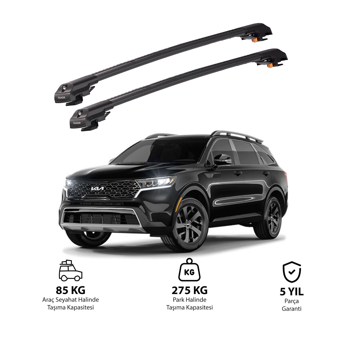 KIA SORENTO X-LINE 2021 ve Sonrası TRX1 Thunder Carrier Kilitli Ara Atkı