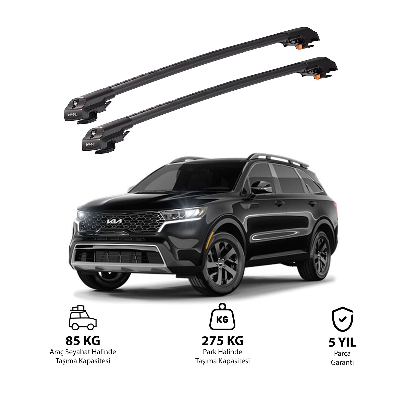 KIA SORENTO X-LINE 2021 ve Sonrası TRX1 Thunder Carrier Kilitli Ara Atkı