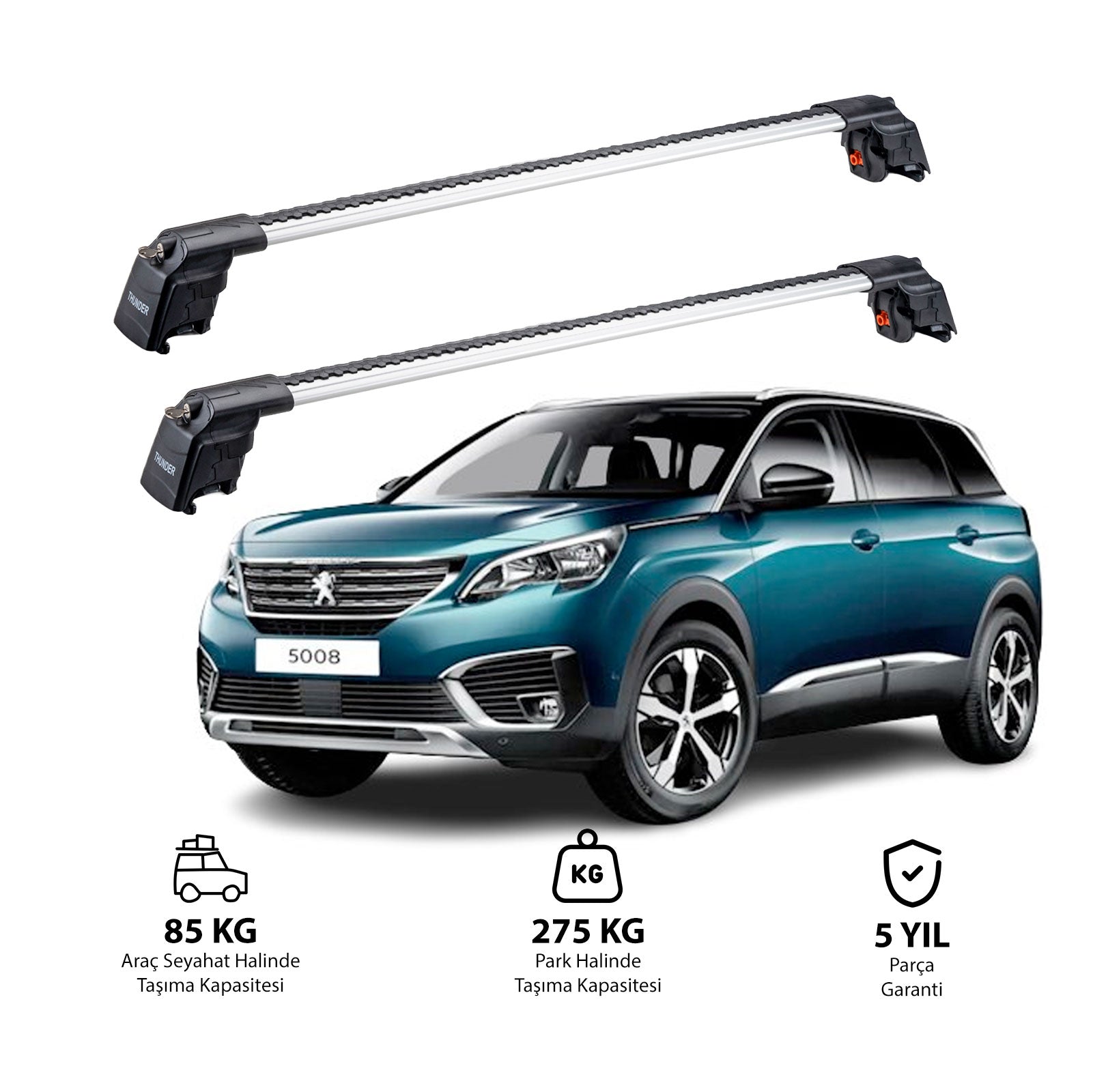 PEUGEOT 5008 2017 ve Sonrası TRX2 Thunder Carrier Ara Atkı
