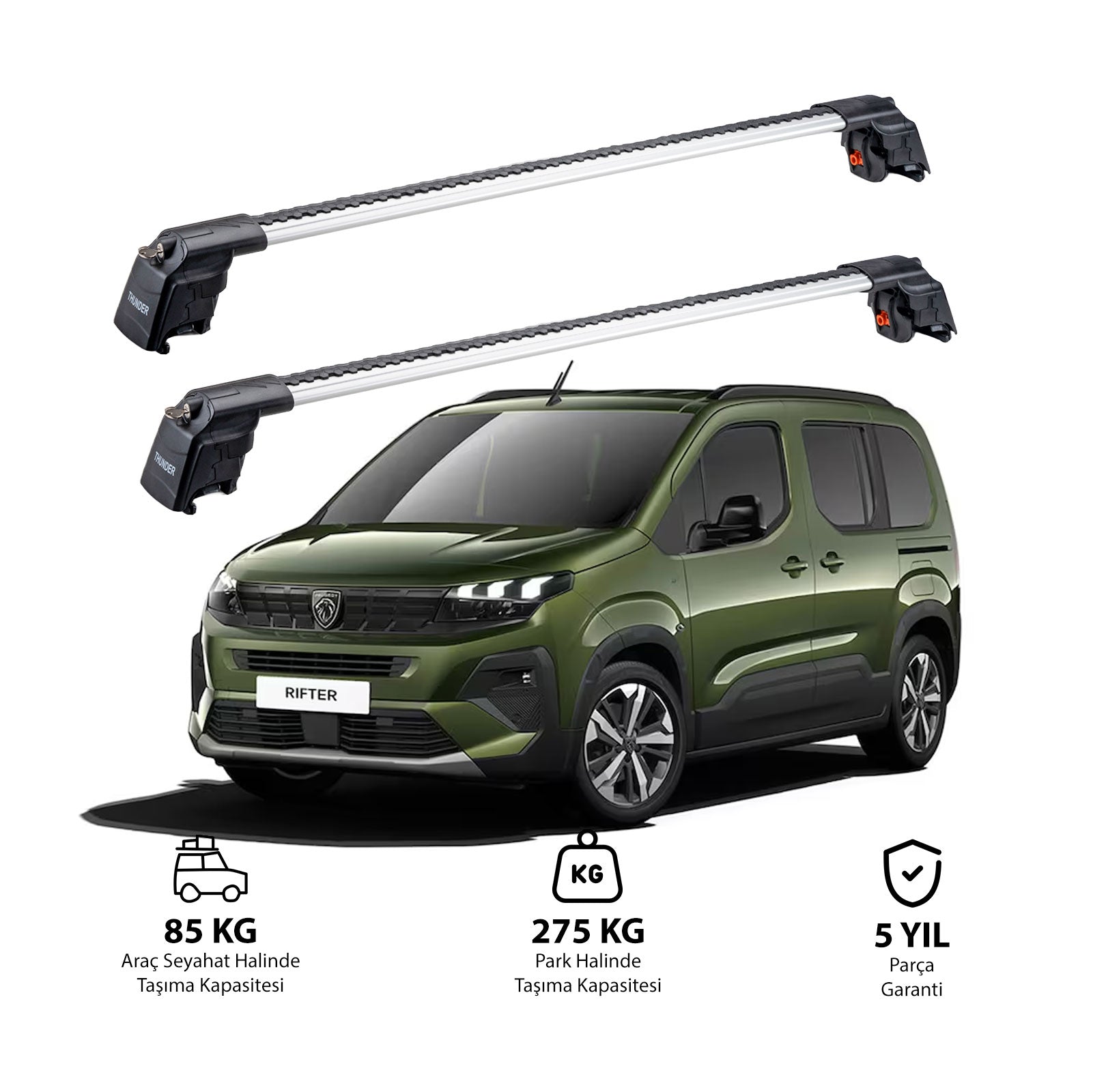 PEUGEOT RIFTER 2024 - Sonrası TRX2 Thunder Carrier Kilitli Ara Atkı