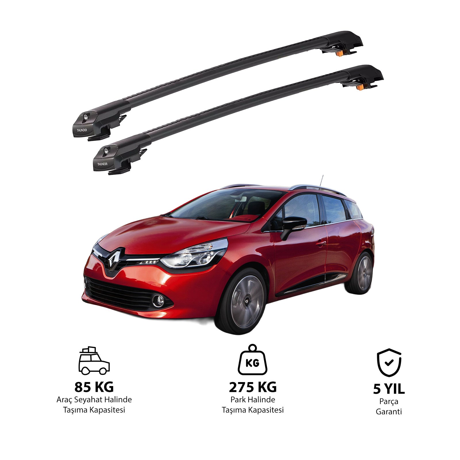 RENAULT CLIO 2013 ve Sonrası TRX1 Thunder Carrier Kilitli Ara Atkı