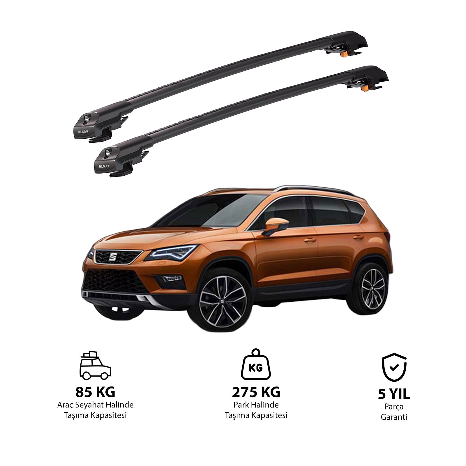 SEAT ATECA 2016 ve Sonrası TRX1 Thunder Carrier Kilitli Ara Atkı