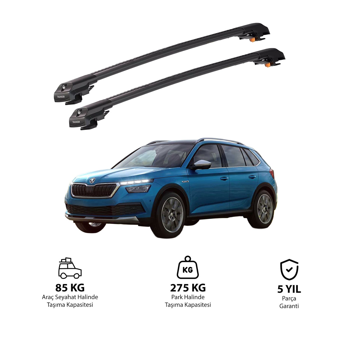 SKODA KAMIQ PREMIUM 2019 ve Sonrası TRX1 Thunder Carrier Kilitli Ara Atkı