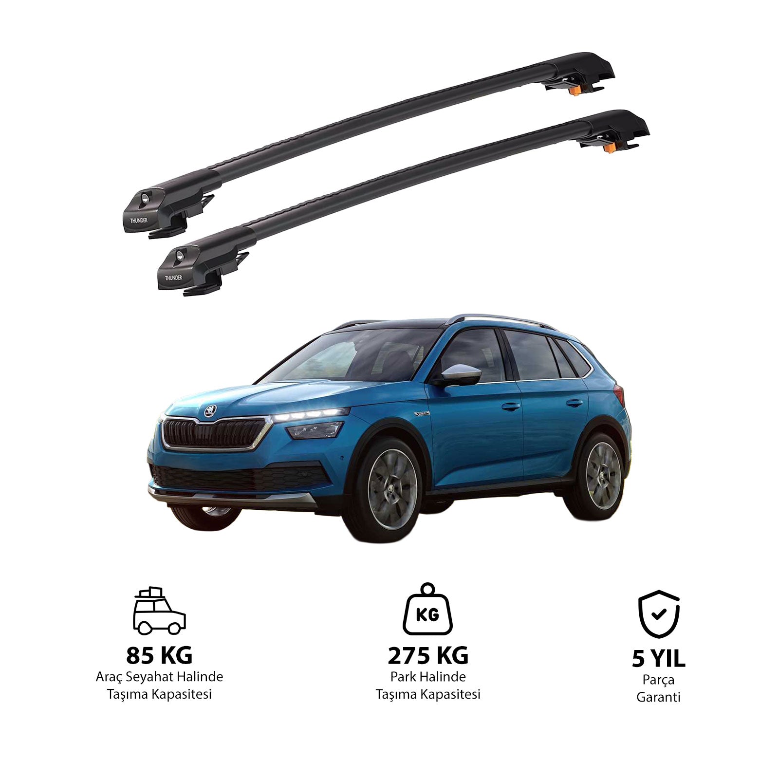 SKODA KAMIQ PREMIUM 2019 ve Sonrası TRX1 Thunder Carrier Kilitli Ara Atkı
