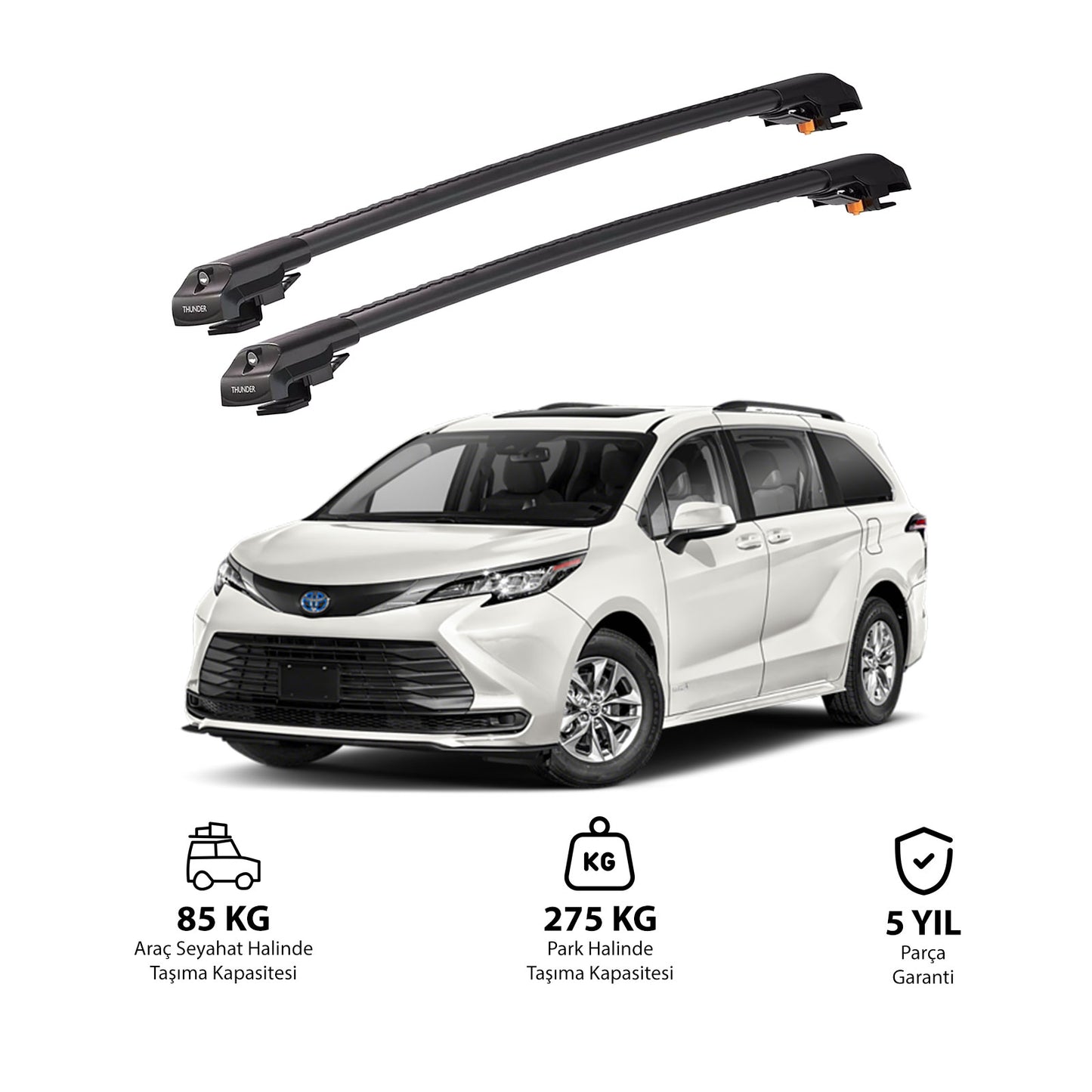 TOYOTA SIENNA 2021 ve Sonrası TRX1 Thunder Carrier Kilitli Ara Atkı