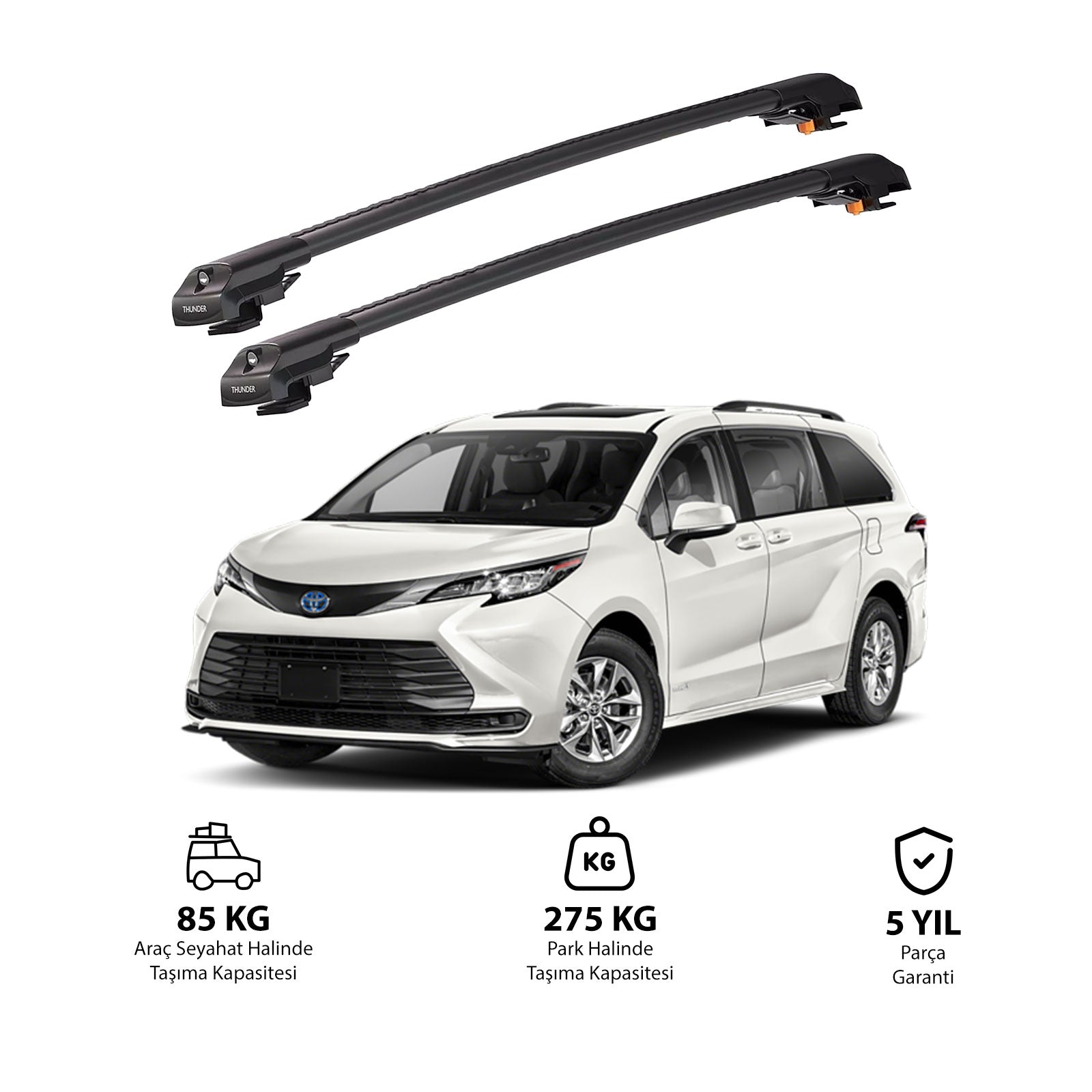 TOYOTA SIENNA 2021 ve Sonrası TRX1 Thunder Carrier Kilitli Ara Atkı