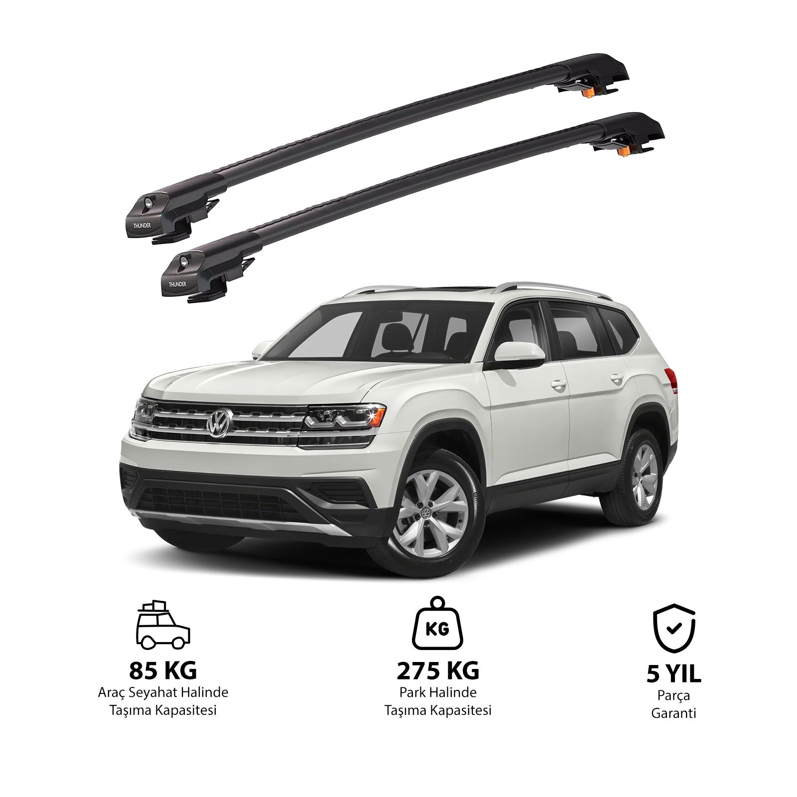 VOLKSWAGEN ATLAS 2018 ve Sonrası TRX1 Thunder Carrier Kilitli Ara Atkı