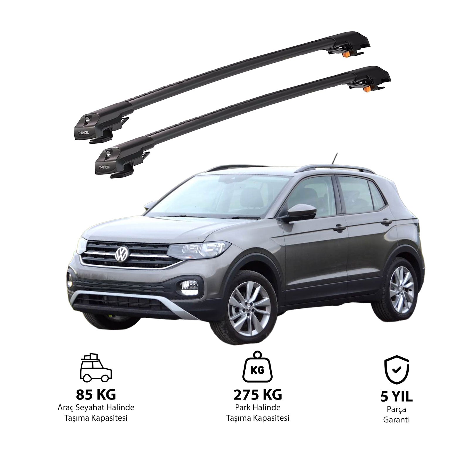 VOLKSWAGEN T-CROSS 2019 ve Sonrası TRX1 Thunder Carrier Kilitli Ara Atkı