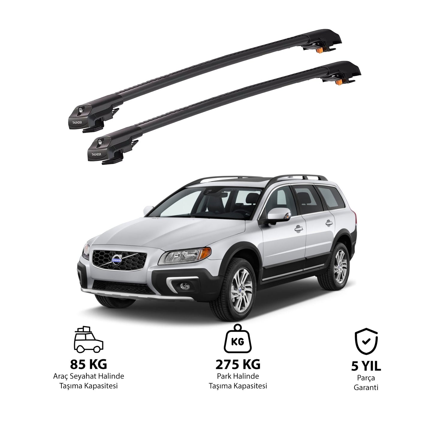 VOLVO XC70 2008-2016 TRX1 Thunder Carrier Kilitli Ara Atkı