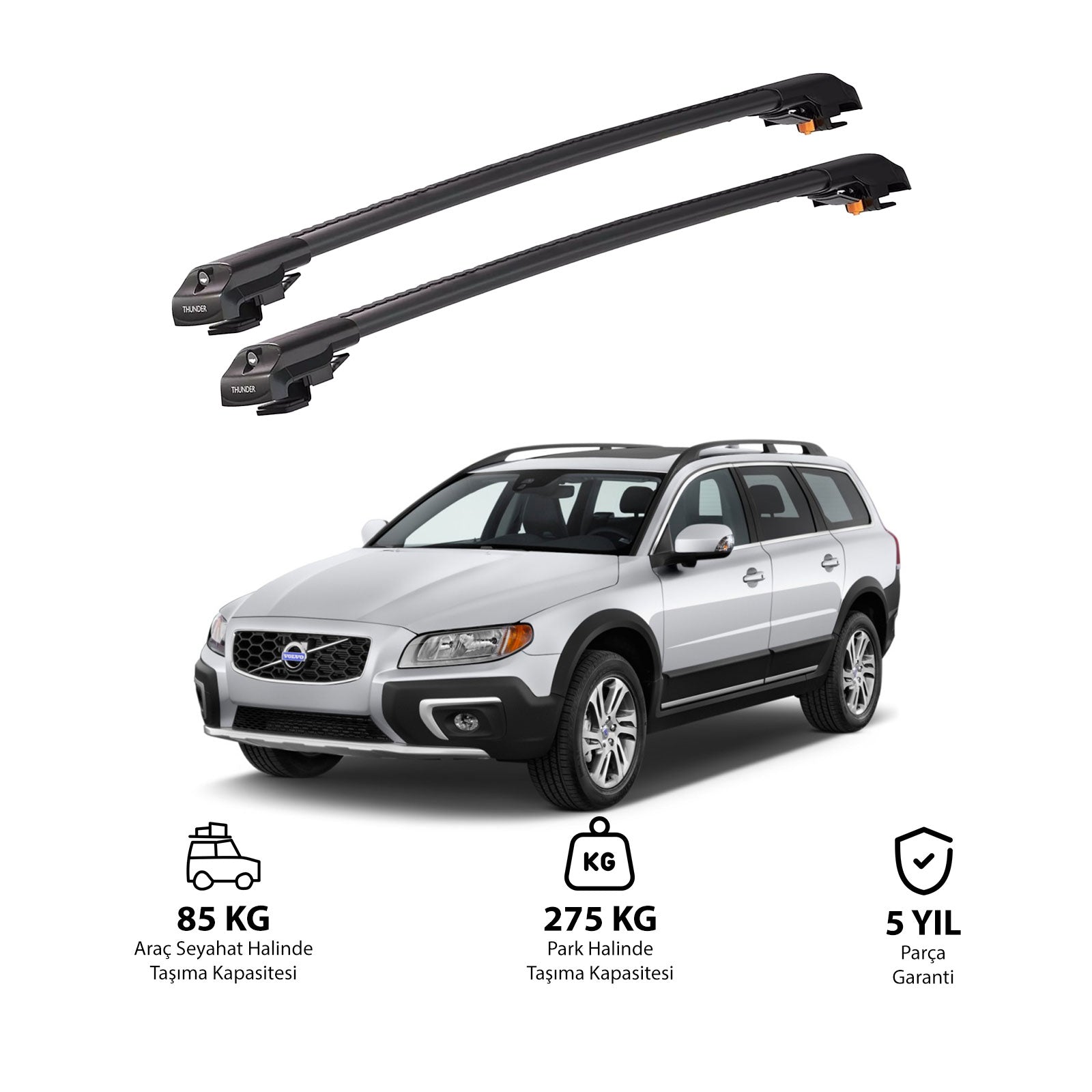 VOLVO XC70 2008-2016 TRX1 Thunder Carrier Kilitli Ara Atkı