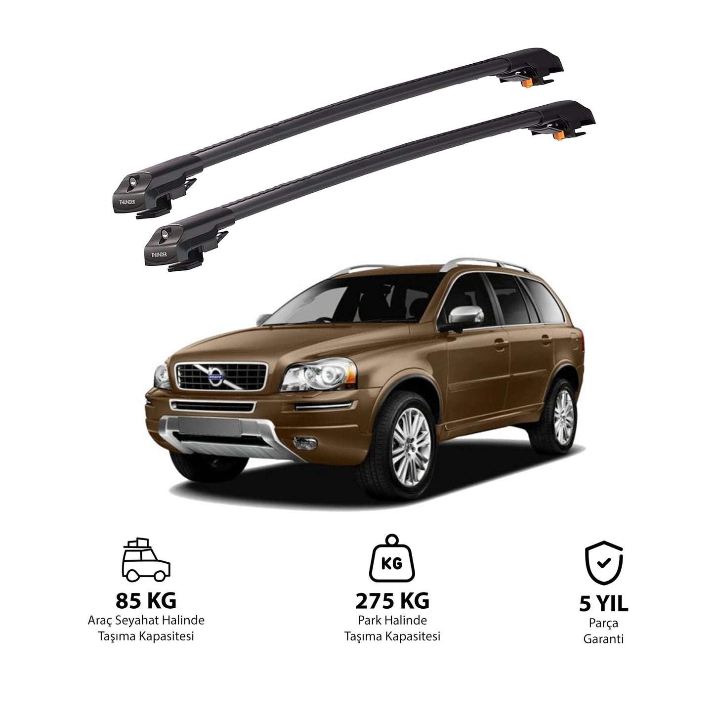 VOLVO XC90 2003-2015 TRX1 Thunder Carrier Kilitli Ara Atkı